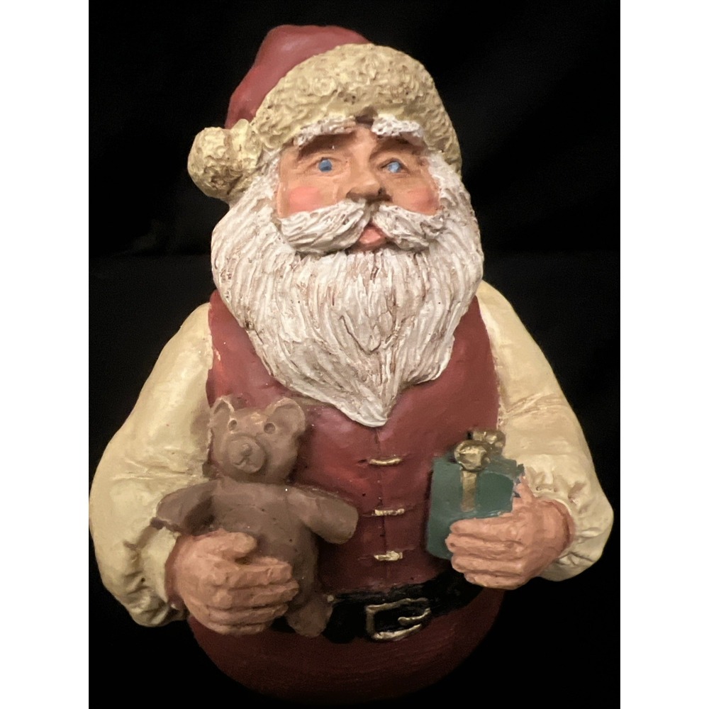 Vintage Resin Santa Claus Figure Teddy Hear For heavy Holiday Christmas Wangs